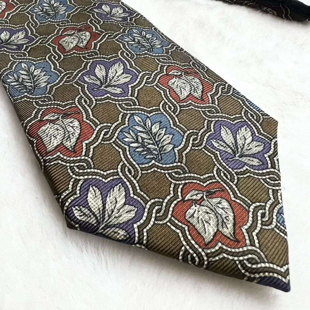 Valentino Vintage Silk Tie Green Red Blue Floral Hand Made In Italy